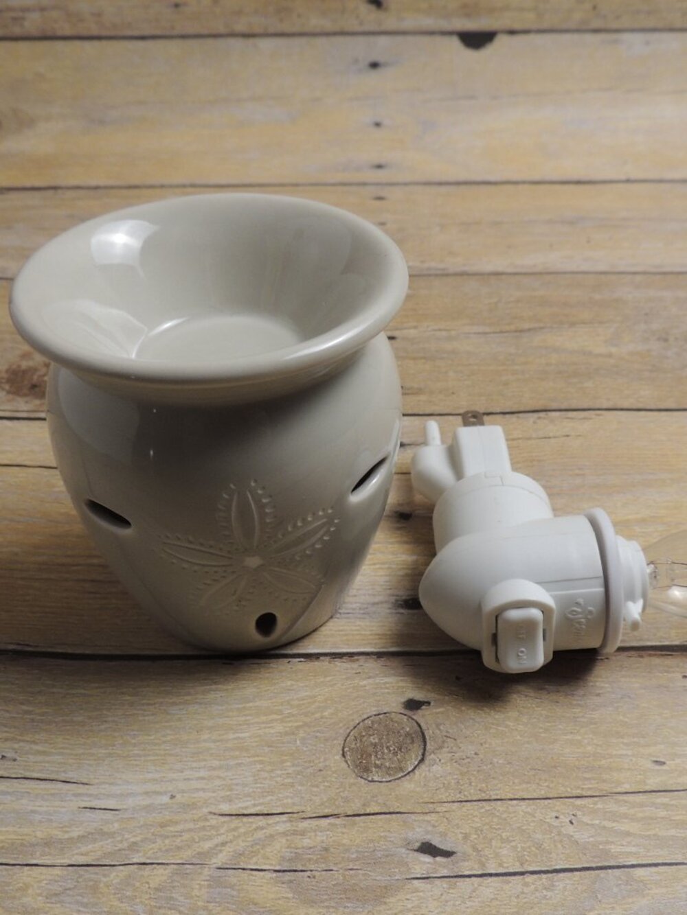 Scentsy Plug-In Wax Warmer Sand Dollar Beach Nautical Cream & White Working